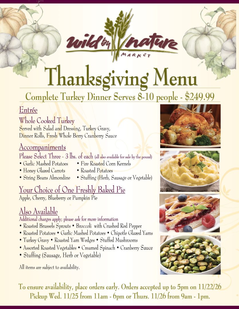 Thanksgiving menu
